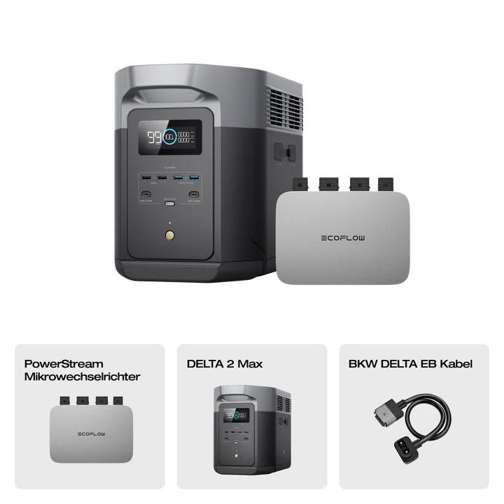 EcoFlow DELTA 2 Max tragbare Powerstation 2048 Wh Solargenerator für Zuhause Camping - 0 % MwSt.