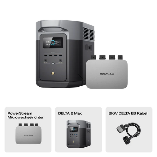 EcoFlow DELTA 2 Max tragbare Powerstation 2048 Wh Solargenerator für Zuhause Camping - 0 % MwSt.